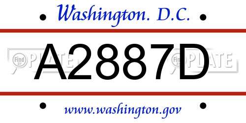 A2887D District Of Columbia License Plate