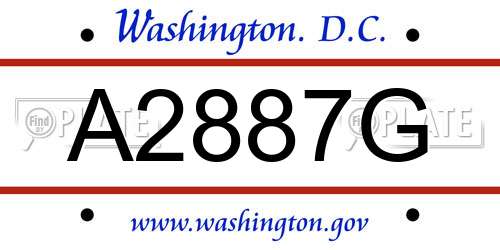 A2887G District Of Columbia License Plate