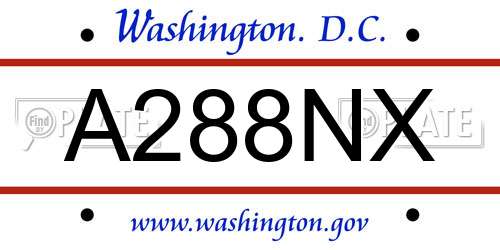 A288NX District Of Columbia License Plate