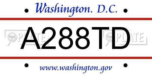 A288TD District Of Columbia License Plate