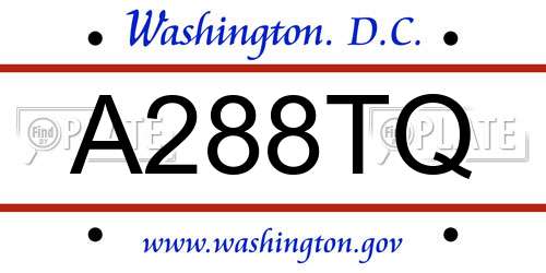 A288TQ District Of Columbia License Plate