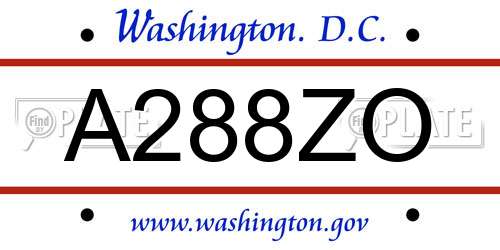 A288ZO District Of Columbia License Plate