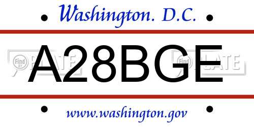 A28BGE District Of Columbia License Plate