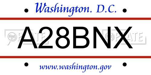 A28BNX District Of Columbia License Plate