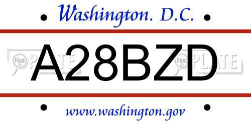 A28BZD District Of Columbia License Plate