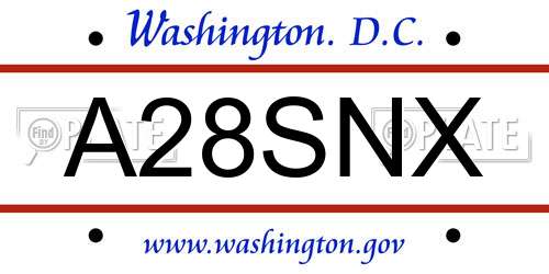 A28SNX District Of Columbia License Plate