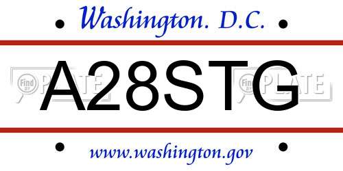 A28STG District Of Columbia License Plate