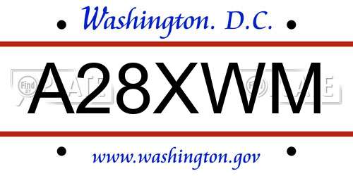 A28XWM District Of Columbia License Plate