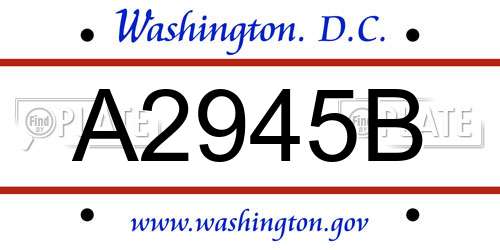 A2945B District Of Columbia License Plate