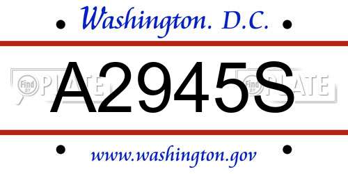 A2945S District Of Columbia License Plate