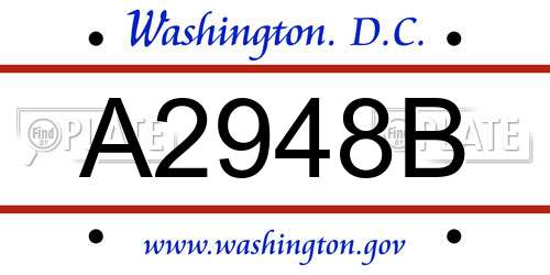 A2948B District Of Columbia License Plate
