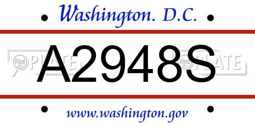 A2948S District Of Columbia License Plate