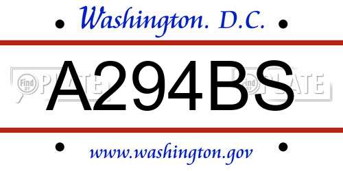 A294BS District Of Columbia License Plate