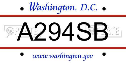 A294SB District Of Columbia License Plate