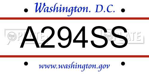 A294SS District Of Columbia License Plate