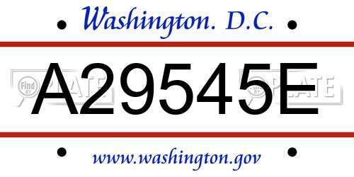 A29545E District Of Columbia License Plate