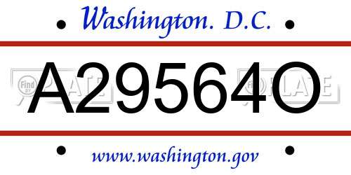 A29564O District Of Columbia License Plate