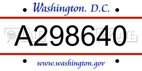 A298640 District Of Columbia License Plate