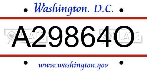 A29864O District Of Columbia License Plate