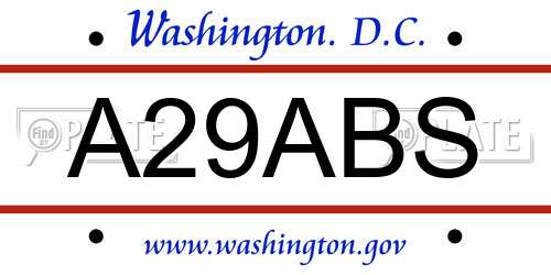 A29ABS District Of Columbia License Plate