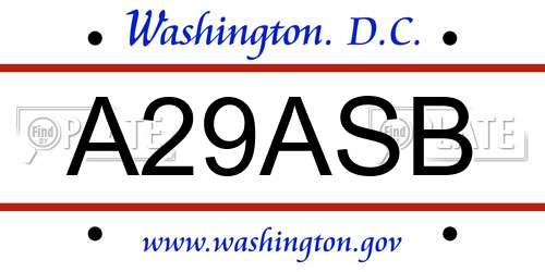 A29ASB District Of Columbia License Plate