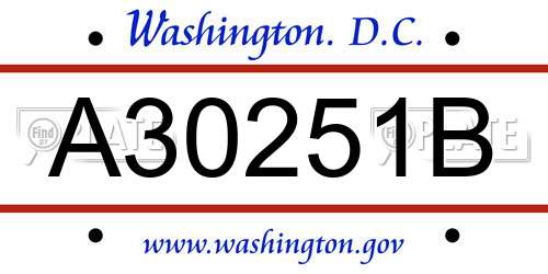 A30251B District Of Columbia License Plate