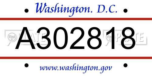 A302818 District Of Columbia License Plate