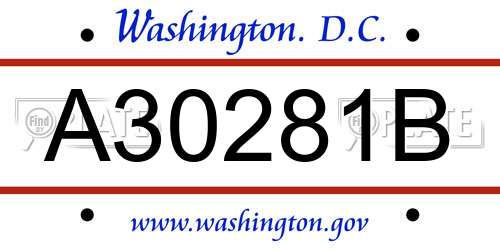 A30281B District Of Columbia License Plate