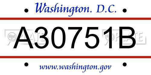 A30751B District Of Columbia License Plate