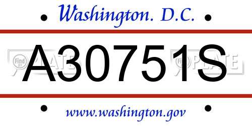 A30751S District Of Columbia License Plate