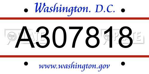 A307818 District Of Columbia License Plate
