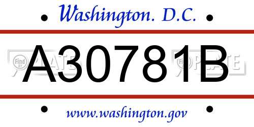 A30781B District Of Columbia License Plate