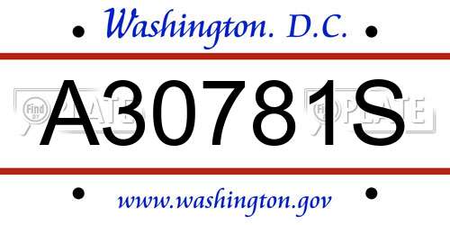 A30781S District Of Columbia License Plate