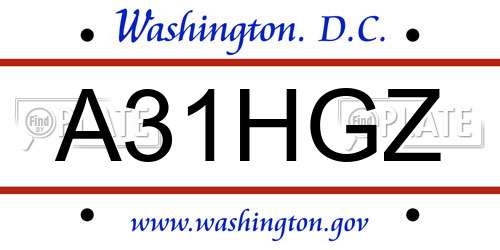 A31HGZ District Of Columbia License Plate