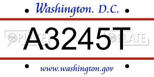 A3245T District Of Columbia License Plate