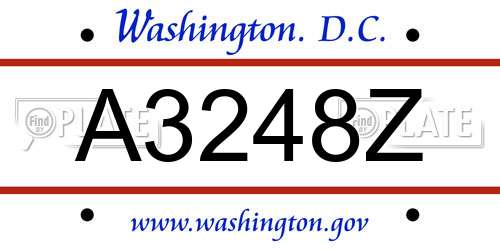 A3248Z District Of Columbia License Plate
