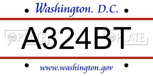 A324BT District Of Columbia License Plate