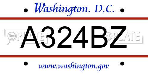 A324BZ District Of Columbia License Plate