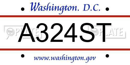 A324ST District Of Columbia License Plate