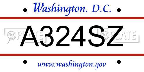 A324SZ District Of Columbia License Plate