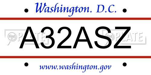 A32ASZ District Of Columbia License Plate