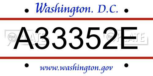 A33352E District Of Columbia License Plate