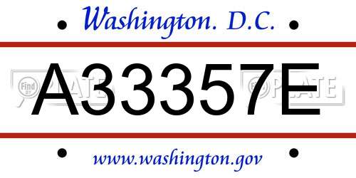 A33357E District Of Columbia License Plate