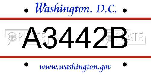 A3442B District Of Columbia License Plate