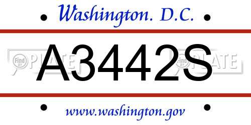 A3442S District Of Columbia License Plate