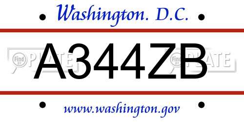 A344ZB District Of Columbia License Plate