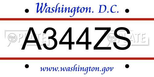 A344ZS District Of Columbia License Plate