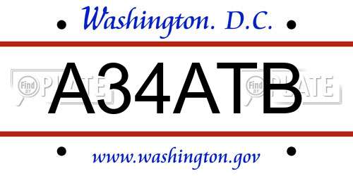 A34ATB District Of Columbia License Plate