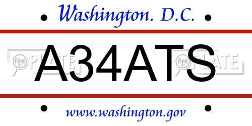 A34ATS District Of Columbia License Plate