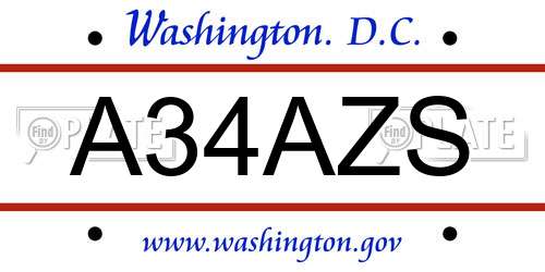 A34AZS District Of Columbia License Plate